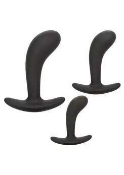 CalExotics silikonski set za prostatu od 3 dela sa praktičnim ručkama crni