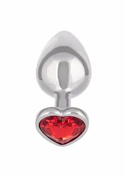 Jewel Large Ruby Heart Plug, luksuzni metalni analni čep sa crvenim draguljem, veličina L