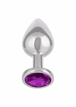Jewel Large Amethyst Plug, metalni model sa ukrasnim draguljem, veličina L