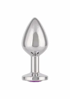 Jewel Large Amethyst Plug, metalni model sa ukrasnim draguljem, veličina L