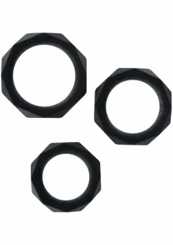TOYJOY Power Halo set silikonskih erekcionih prstenova u tri veličine crni