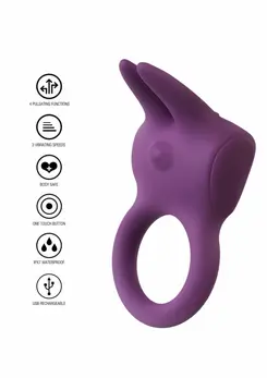 ToyJoy Eos The Rabbit C-Ring silikonski intimni prsten sa dva motora, crni
