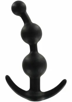 TOYJOY Sweet Sensation silikonski analni čep sa kuglicama i sigurnosnim postoljem, crni