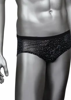 CalExotics Radiance Classic Briefs crne mrežaste gaćice sa svetlucavim cirkonima