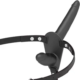 Fetish Submissive Double Penetrix Strap-On Black Adjustable Harness 21cm/11cm