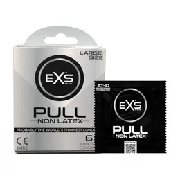EXS Pull Large Condoms 6-Pack - Spacious Fit, Pre-Lubricated, AT-10 Resin