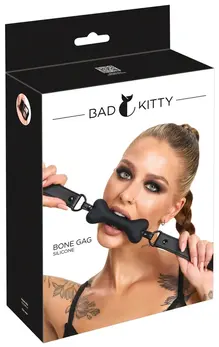 Bad Kitty silikonski geg u obliku pseće kosti sa podesivim kaišem, 12 cm