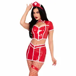 Leg Avenue Red Alert Nurse Kostim Crveni Sjajni Party Autfit S