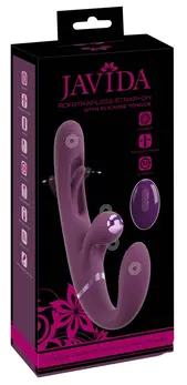 Javida Strapless Strap-On Flic dupli vibrator sa sistemom tapkanja, ljubičasti