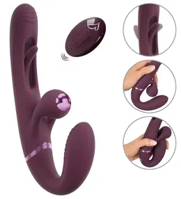 Javida Strapless Strap-On Flic dupli vibrator sa sistemom tapkanja, ljubičasti