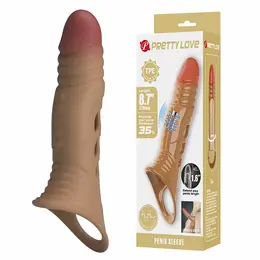 Pretty Love vibrirajući produžetak za penis od TPE materijala, 16 cm, ergonomski dizajn
