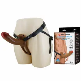 Pretty Love Bradden Vibrating Strap-On System, 18 cm, Black, 10 Modes