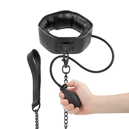 Fetish Submissive Bondage ogrlica na naduvavanje sa metalnim lancem
