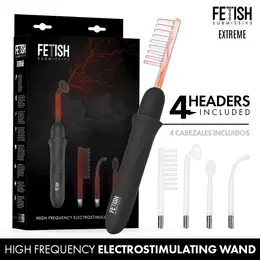 Fetish Submissive visokofrekventni elektrostimulacioni štapić, 4 nastavka, crni