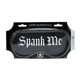 Spank Me Printed Satin Mask Black - Elegant Sensory Play Eye Cover