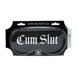 Ouch! Satin Eye Mask Black - Soft Printed Blindfold Adjustable Strap