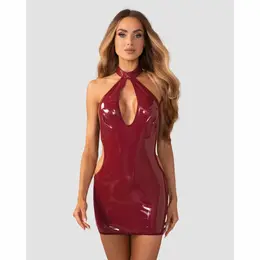 Obsessive Redya Dress Red - Glossy Adjustable Lace-Up Design L/XL