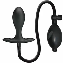 Pretty Love BI-040096Q silikonski analni sistem na naduvavanje, crni