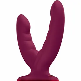 Fun Factory RYDE Double Model Wine Red, silikonski dildo kompatibilan sa harnessom, 22 cm
