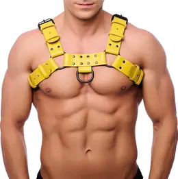 Red Leather Bulldog kožni harness S/M žuti, podesivi kaiševi od goveđe kože