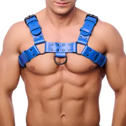 Red Leather Bulldog kožni harness L/XL plavi sa podesivim kaiševima od goveđe kože