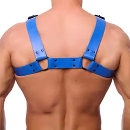 Red Leather Bulldog kožni harness L/XL plavi sa podesivim kaiševima od goveđe kože