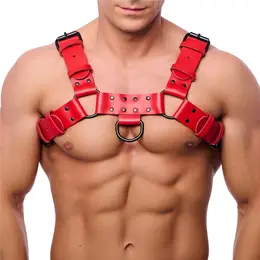Red Leather kožni Bulldog harness L/XL podesivi crveni od goveđe kože