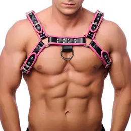 Red Leather premium kožni harness L/XL sa podesivim crnim i roze kaiševima