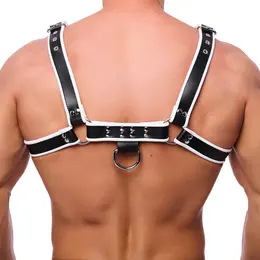 Red Leather kožni harness S/M podesivi crno beli evropska izrada