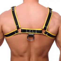Red Leather Premium kožni harness S/M sa podesivim crno žutim kaiševima