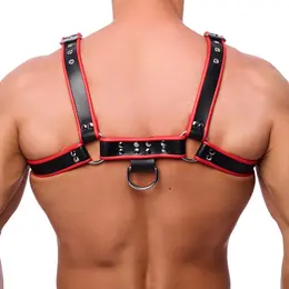 Red Leather Premium kožni harness S/M crno crveni sa podesivim kaiševima