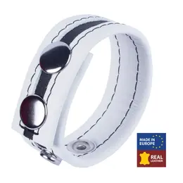 Red Leather Tippy podesivi kožni prsten beli vrhunska goveđa koža, 2.3 cm, sistem kopčanja na drikere