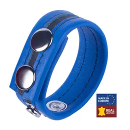 Red Leather Tippy podesivi kožni prsten plavi, biljno štavljena koža, širina 2.3 cm