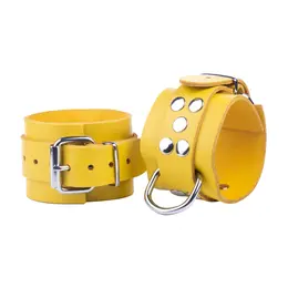 Red Leather kožne lisice za vezivanje u žutoj boji, širine 6 cm, podesive, od prave evropske kože