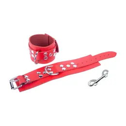 Red Leather premium kožne lisice crvene, podesive od 21 do 32 cm, širine 6 cm