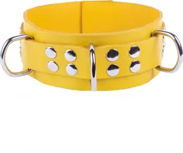 Red Leather podesiva žuta ogrlica od biljno štavljene kože širine 5,5 cm