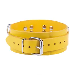 Red Leather podesiva žuta ogrlica od biljno štavljene kože širine 5,5 cm
