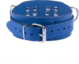 Red Leather Ultra Blue Adjustable Leather Collar 38-52 cm