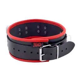 Red Leather kožna ogrlica sa 3 prstena u obliku slova D podesiva crveno crna 46 cm