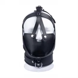 Red Leather Full Head Mask Black Adjustable Straps European Made