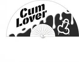 Cum Lover dekorativna lepeza 64 cm bela/crna od poliesterskog platna