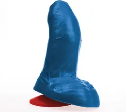 Buri S Curved intimni dildo sa vakuumskim postoljem 14 cm plavi PVC