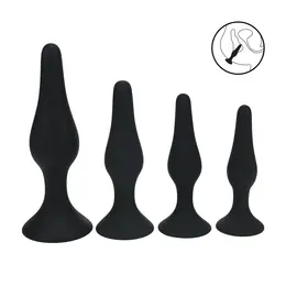 LEVELZ Slim silikonski set analnih čepova, 4 veličine S/M/L/XL, crni, ergonomski dizajn