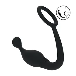 LEVELZ silikonski prsten za podršku i masažer prostate L crni