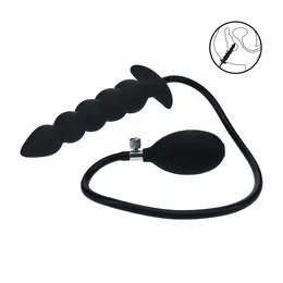 LEVELZ Silicone Inflatable Beaded Plug Black 12 cm Adjustable Size