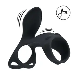 LEVELZ Power Ring vibrirajući silikonski prsten sa petljom za penis crni