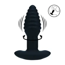 LEVELZ 2 Black, vibrirajući i rotirajući silikonski analni čep