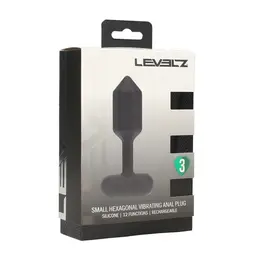LEVELZ Hexagonalni silikonski analni čep S crni, vibrirajući i punjivi