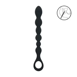 LEVELZ crna silikonska fleksibilna rebrasta sonda sa prstenastom drškom, 23 cm