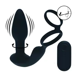 LEVELZ Black Dual Motor stimulator prostate sa rotirajućim kuglicama i prstenom